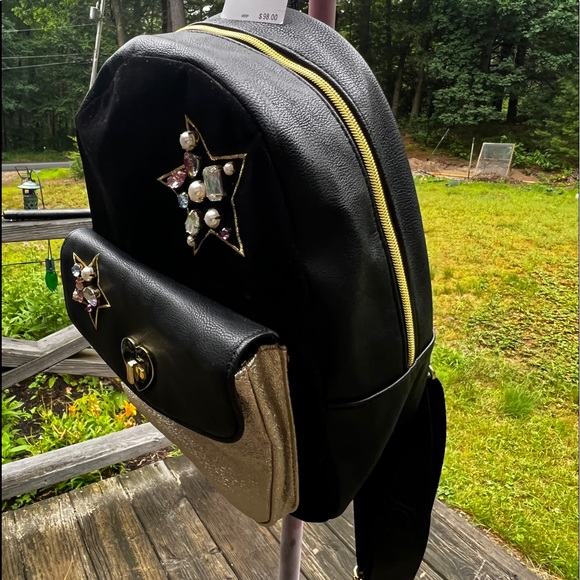 Betsey Johnson Metallic Black BM19515 Backpack - Picture 2 of 10